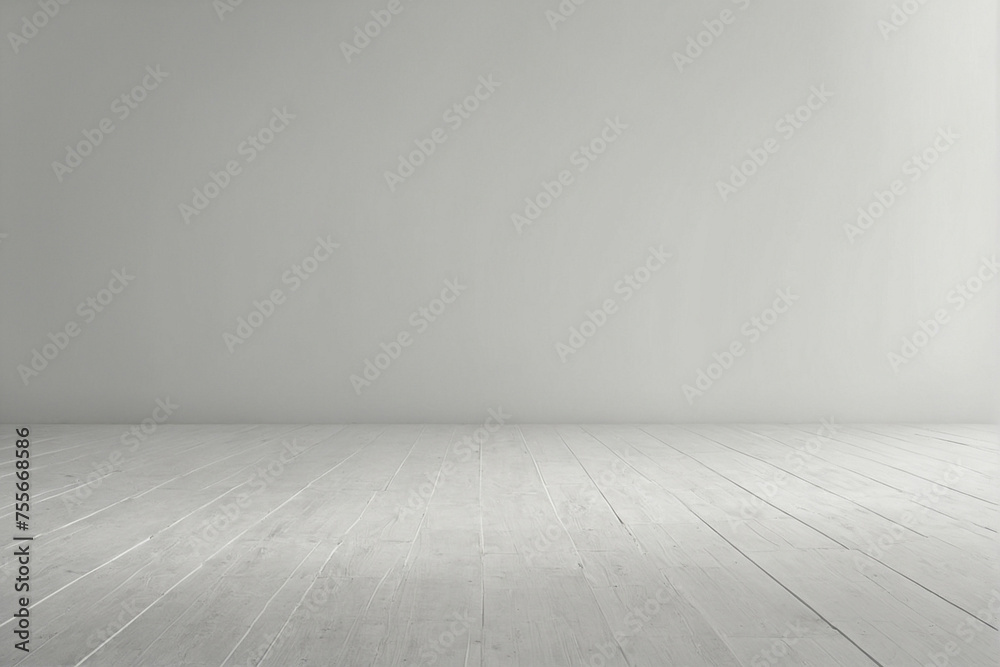 Empty Room With White Walls and Wooden Floors - obrazy, fototapety, plakaty 