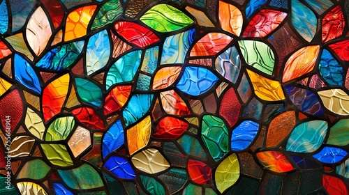 colorful leaves stained glass window