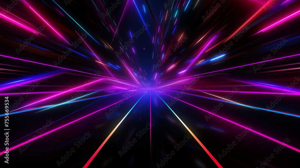 Naklejka premium Dynamic Neon Laser Burst in Space