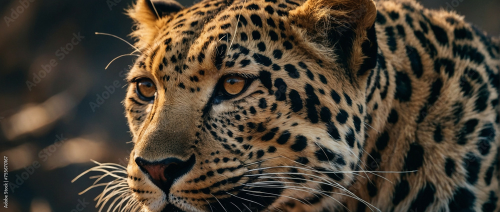 Obraz premium Close Up of Leopard Observing Prey