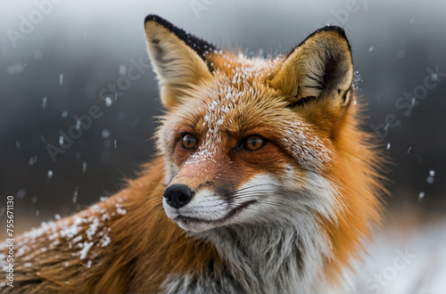 Close Up of a Fox in the Snow © @uniturehd