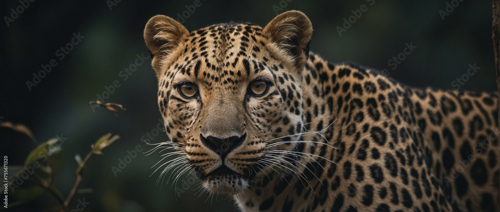 Obraz premium Portrait of a Leopard in Natural Habitat