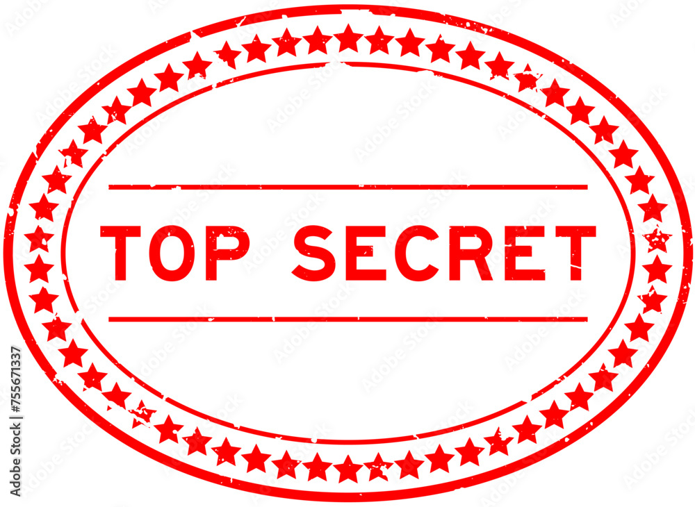 Grunge red top secret word oval seal stamp on white background Grunge red top secret word oval seal stamp on white background