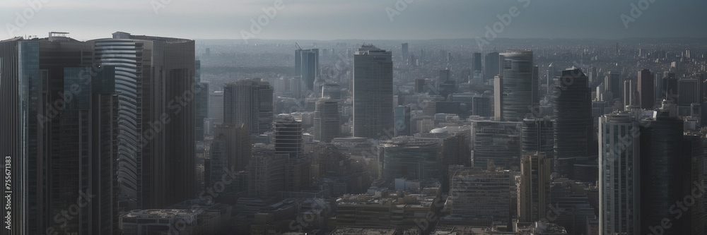 Aerial View of a Modern City With Tall Buildings