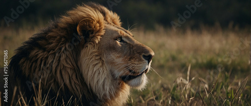 Close Up of Lion in Field