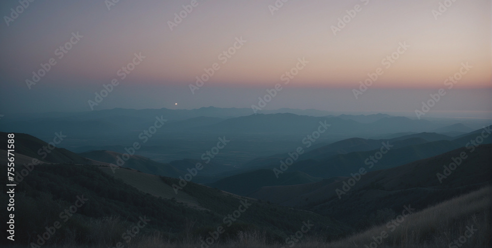 Blurry Photo of Mountain Range at Dusk