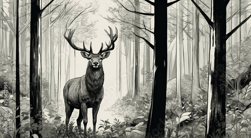 Deer Standing in the Middle of Forest