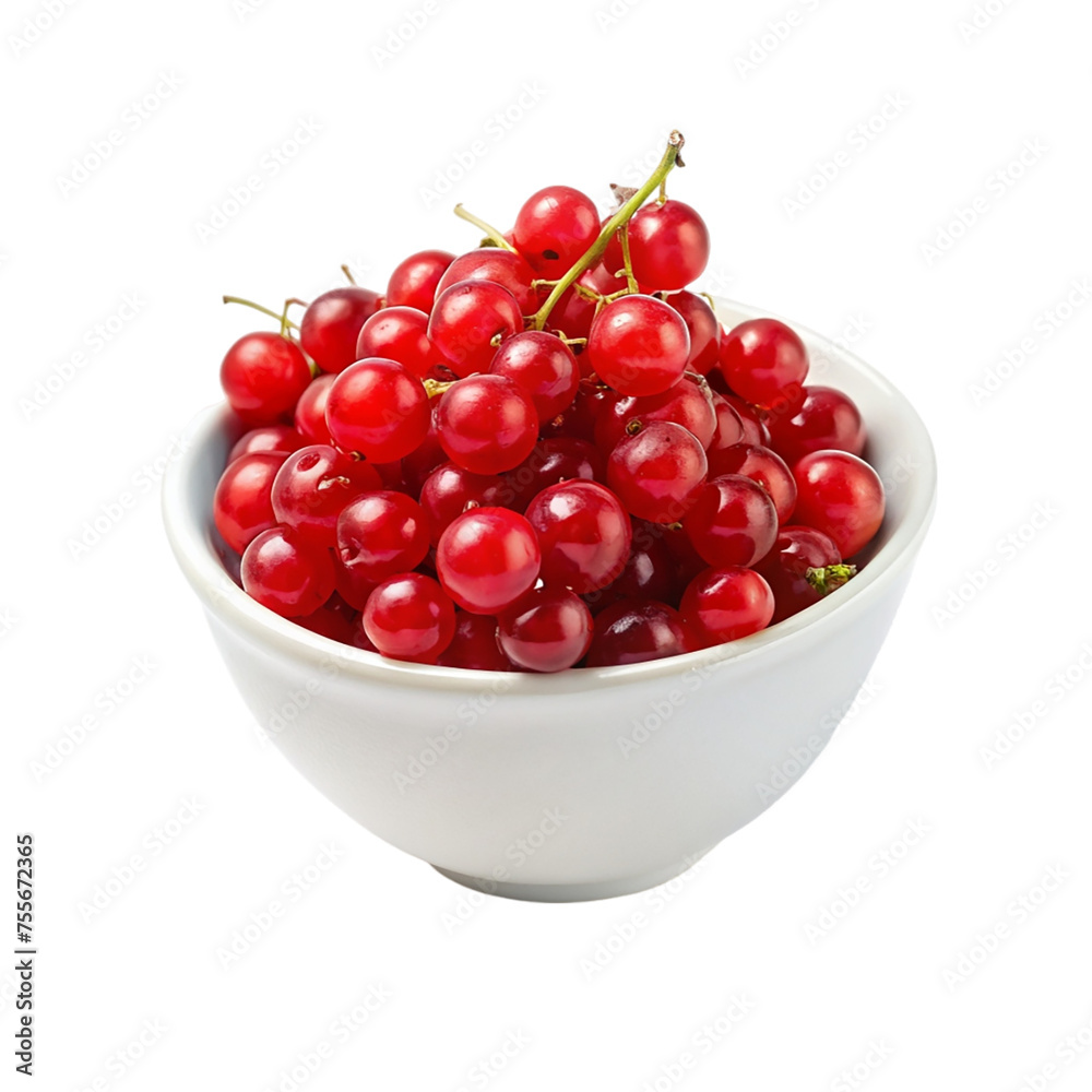 Bowl of red currant berries isolated on transparent background. Bowl of red currant berries isolated on transparent background.