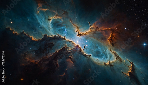 Deep Space Nebula Radiating With Luminous Colors