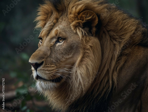 Close-Up of a Lion With Blurry Background