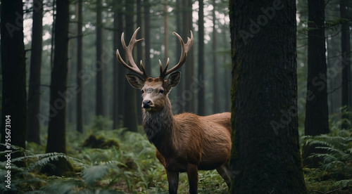 Deer Standing in the Middle of a Forest photo