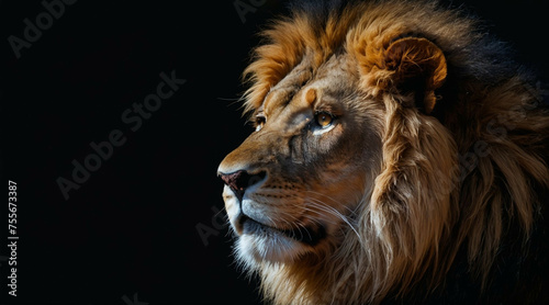 Close Up of a Lion on Black Background