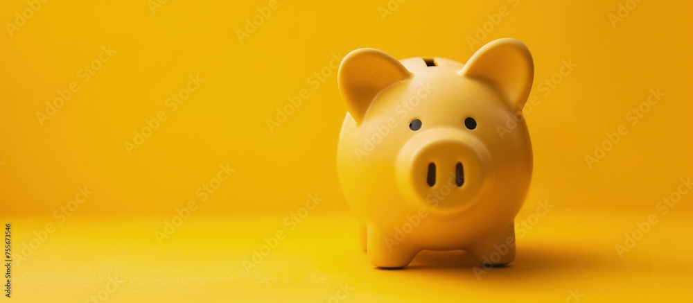 Yellow piggy bank, savings and finance concept, yellow background. Yellow piggy bank, savings and finance concept, yellow background.