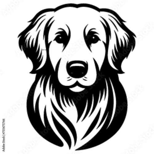 Approachable Golden Retriever Vector - Friendly Dog Stance Illustration in Black and White. 
Golden retriever in a friendly and approachable posture
