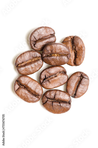 Aromatic Delight: 4K Ultra HD Image of Close-Up of Roasted Coffee Beans on White Background
