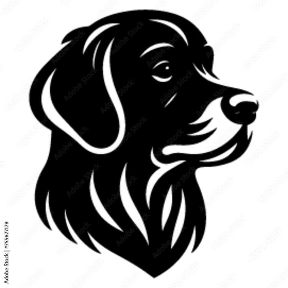 Fototapeta premium Gentle Golden Retriever Head Vector - Serene Dog Face Illustration in Black and White