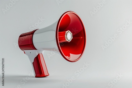 a red and white megaphone