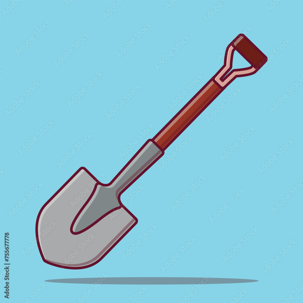 Vector drawing of a Shovel isolated on a white background accompanied by an illustration Vector drawing of a Shovel isolated on a white background accompanied by an illustration