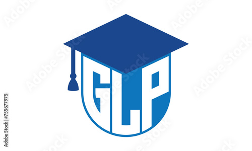 GLP initial letter academic logo design vector template. school college logo, university logo, graduation cap logo, institute logo, educational logo, library logo, teaching logo, book shop, varsity	
