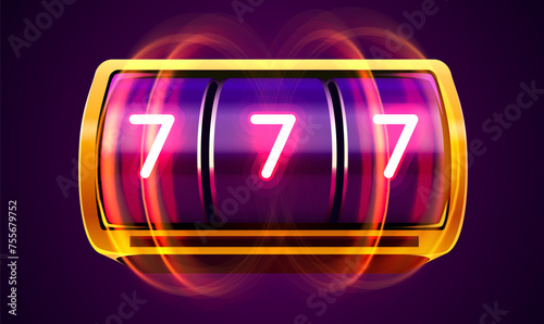 Golden slot machine wins the jackpot. 777 Big win concept. Casino jackpot.