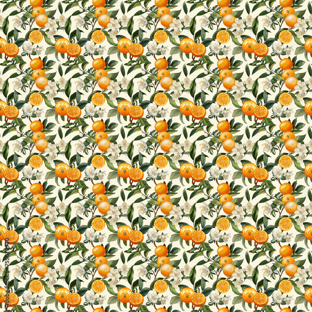 Seamless repeating orange blossom floral pattern. Seamless repeating orange blossom floral pattern.