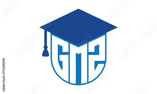 GMZ initial letter academic logo design vector template. school college logo, university logo, graduation cap logo, institute logo, educational logo, library logo, teaching logo, book shop, varsity	
 photo