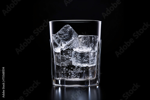 glass with freezing effect with black background