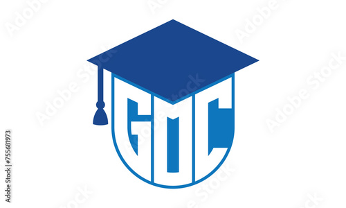 GOC initial letter academic logo design vector template. school college logo, university logo, graduation cap logo, institute logo, educational logo, library logo, teaching logo, book shop, varsity	
 photo