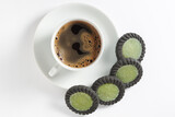 Coffee and cookies with pandan cream