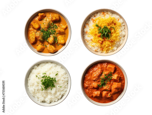 curry bowl collection set isolated on transparent background, transparency image, removed background