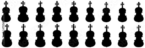 Violin music silhouettes set, large pack of vector silhouette design, isolated white background