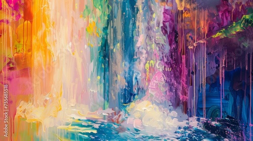 a waterfall in vibrant colour