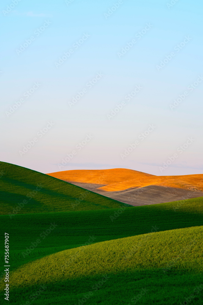 Golden Harvest: 4K Ultra HD Image of Sunset over Idyllic Farmland Landscape with Wheat Field