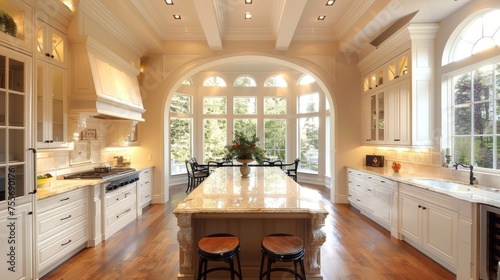 kitchen featuring a center island and beautiful marble countertops
