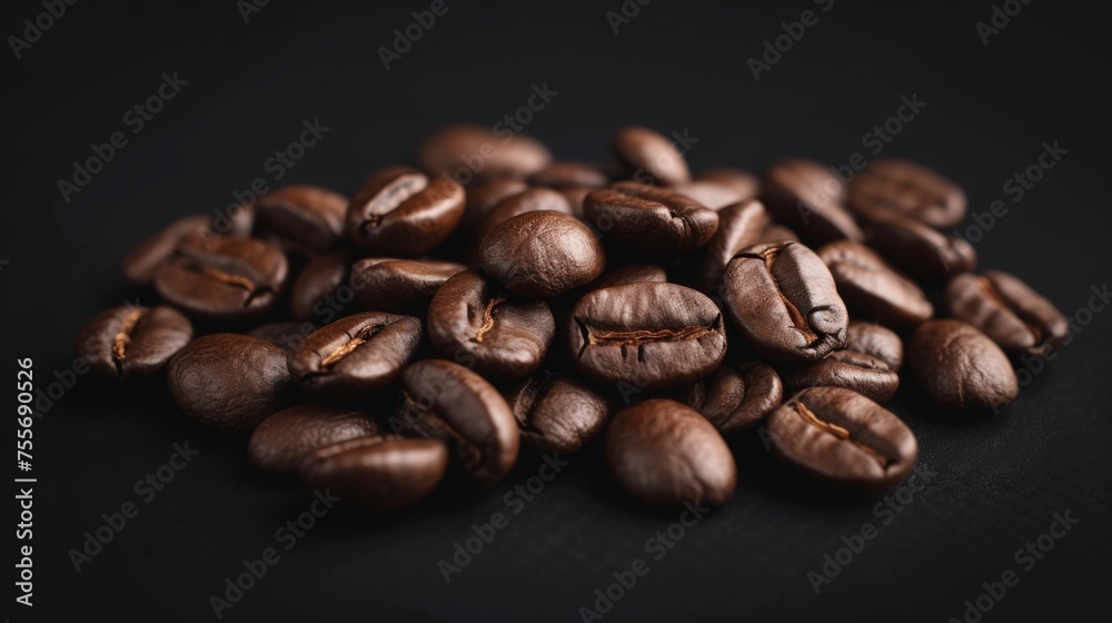 Freshly roasted coffee beans on white background. Close-up with shallow depth of field and dark background. Arranged in a rustic coffee shop. For coffee industry and equipment. Freshly roasted coffee beans on white background. Close-up with shallow depth of field and dark background. Arranged in a rustic coffee shop. For coffee industry and equipment.