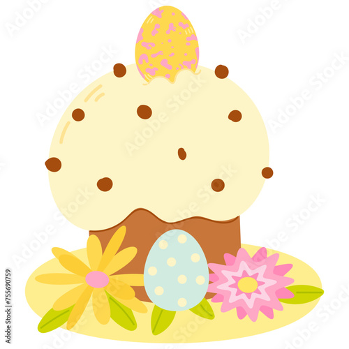 Easter cake with chocolate spinkles decoration illustration. Vector illustration