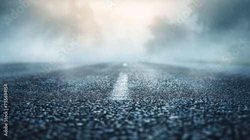 Creative blurry outdoor asphalt background with mist