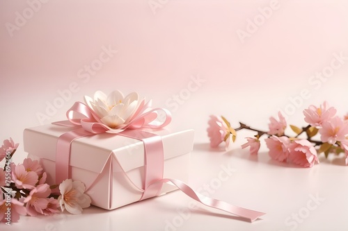 pink gift box with rose petals, beautiful gifts and rose flowers lying there, gifts for lovers with pink flowers and rose., 