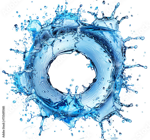 Top view water splash, water mockup, water template.  isolated on transparent background. 