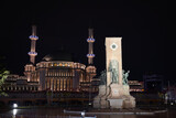 The Republic Monument and Taksim Mosque in Taksim Square, Istanbul, Turkiye