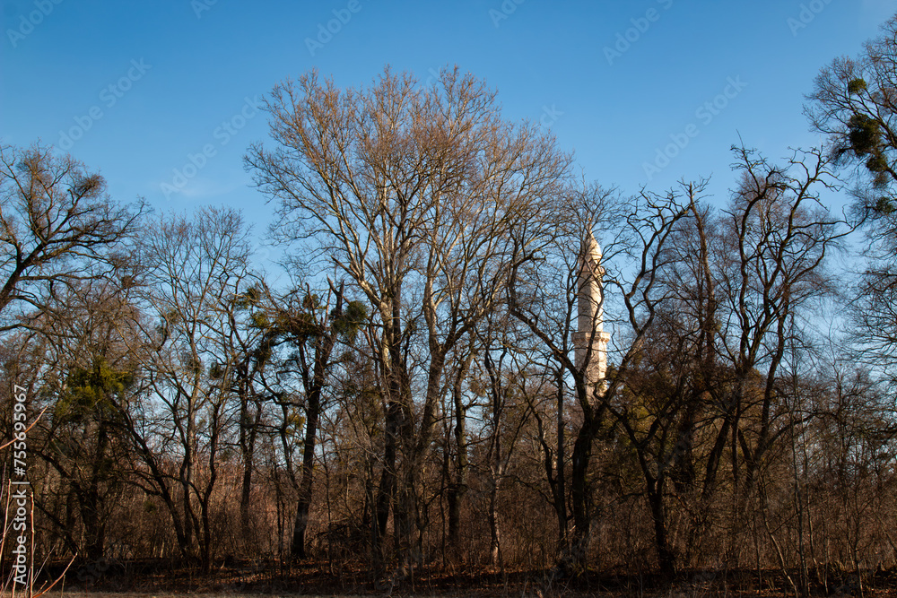 Historical minaret in a park, Lednice, Czechia Historical minaret in a park, Lednice, Czechia