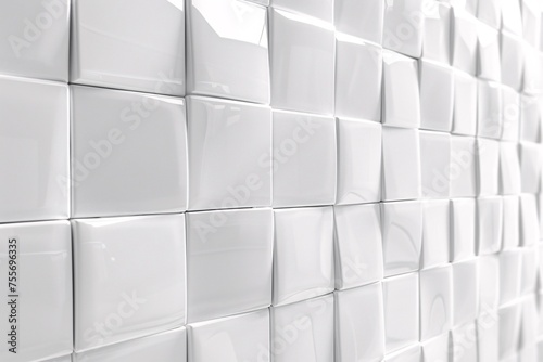 a wall of white tiles