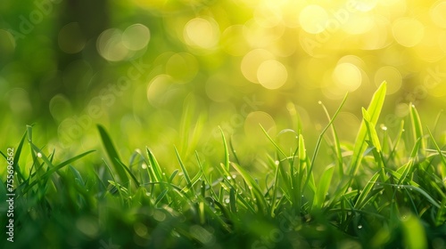 Sunny abstract green nature background, selective focus