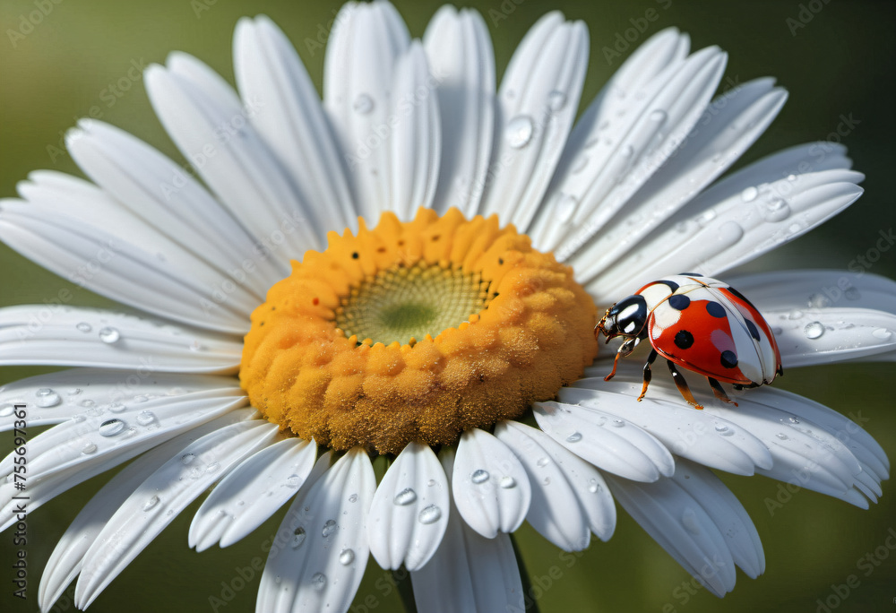 Close-up photo of lady bug on daisy