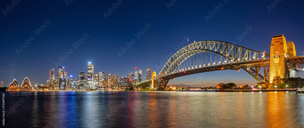 Fototapeta premium Sydney, New South Wales, Australia; February 25, 2024 - Skyline of Sydney at dusk