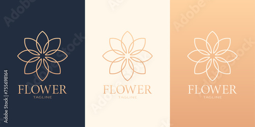 Flower logotype. Logo set with three variants in different colors. Best for web, print, polygraphy, businesscards, signboards, logo and branding design. Nature logo concept.