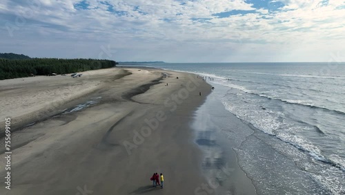 World’s longest unbroken sea beach at Cox’s Bazar, Bangladesh. With its sandy shores stretching as far as the eye can see, this coastal paradise offers a tranquil escape for sun-seekers