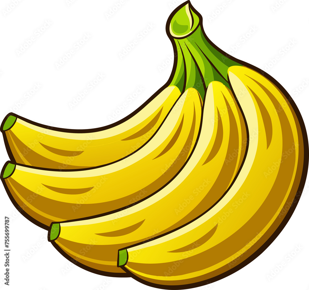 Illustration of isolated bananas. transparent png