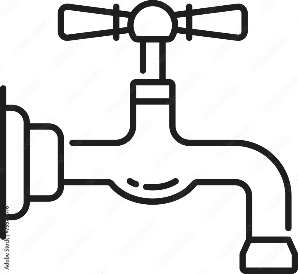 Tap kitchen and bathroom compression faucet thin line icon. House bathtub spigot valve, bathroom modern tap or kitchen water mixer linear vector icon. Toilet watertap line pictogram or symbol Tap kitchen and bathroom compression faucet thin line icon. House bathtub spigot valve, bathroom modern tap or kitchen water mixer linear vector icon. Toilet watertap line pictogram or symbol