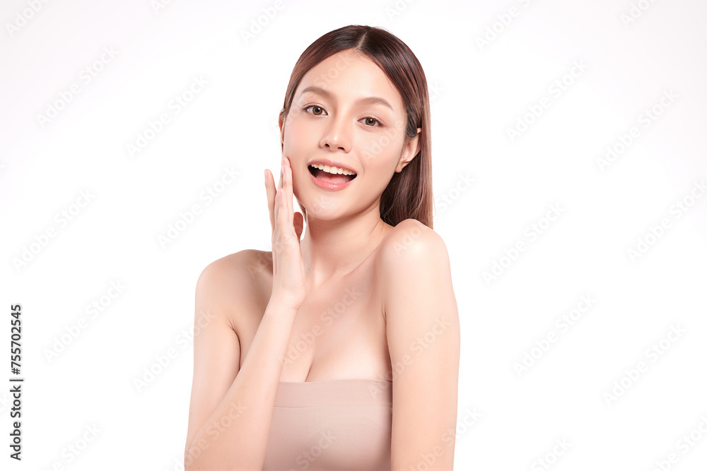 Beautiful young asian woman with clean fresh skin on white background, Face care, Facial treatment, Cosmetology, beauty and spa, Asian women portrait. Beautiful young asian woman with clean fresh skin on white background, Face care, Facial treatment, Cosmetology, beauty and spa, Asian women portrait.
